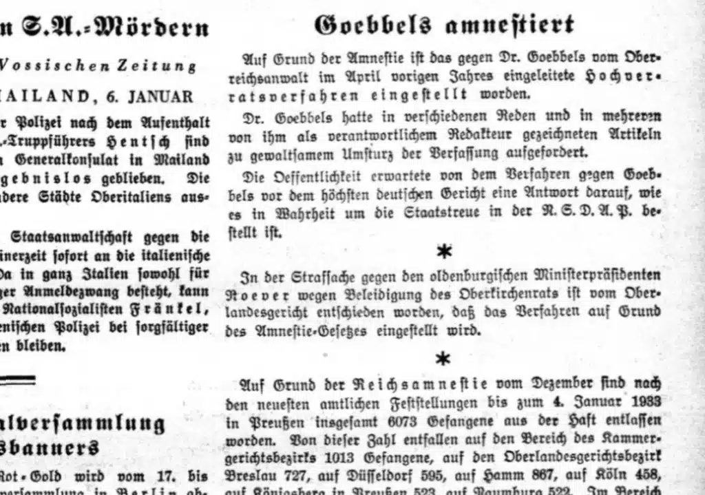 07.01.1933 – Die Goebbels-Amnestie, das Hitler-Papen-Komplott und die Warnsignale für 2026