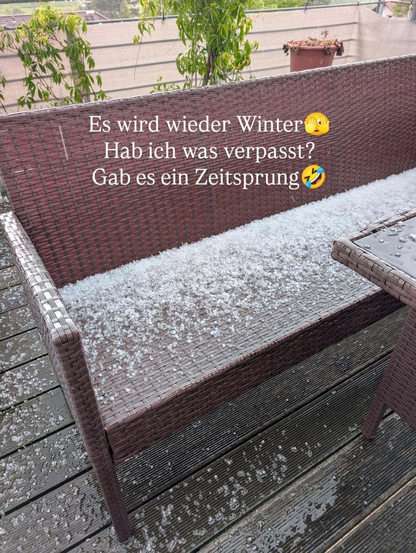 Bei uns in Hüffenhardt hat es gehagelt.